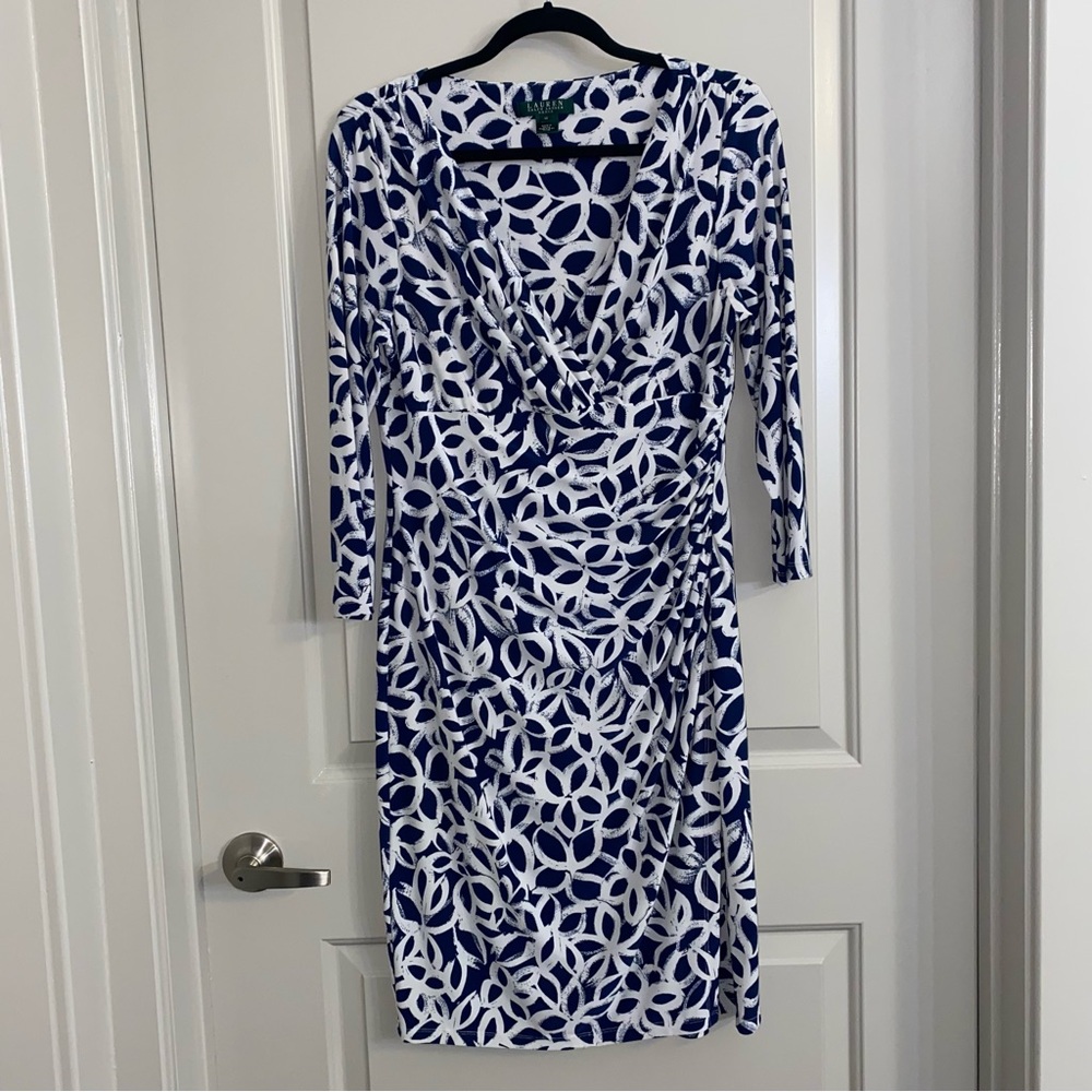 Lauren Ralph Lauren Blue and White Patterned Dress